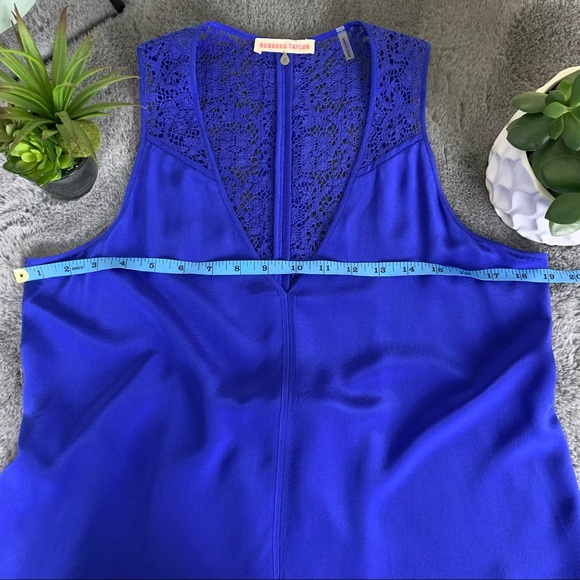 Rebecca Taylor Silk Lace Back Tank in Royal - Picture 10 of 11